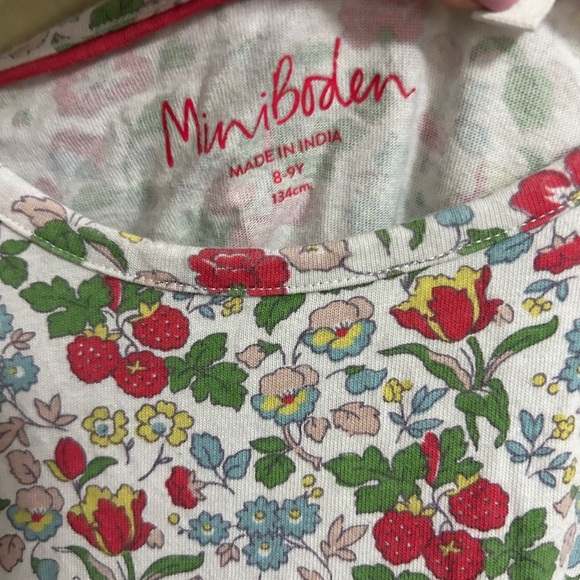 Mini Boden Ivory Autumn Raspberry Unicorn Applique DITSY Dress Size 8-9years - Picture 5 of 6